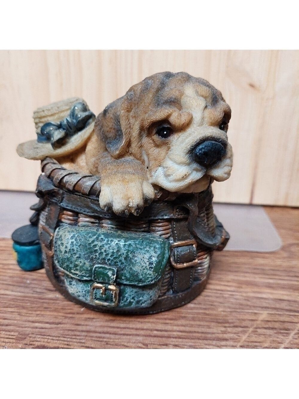 Vintage Ceramic Puppy in a Basket Bank